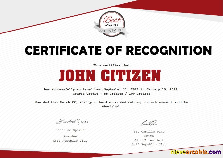 USA Recognition Cert Version 2